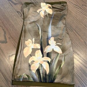 Fashion Nova Floral Strapless Dress - Olive and Yellow